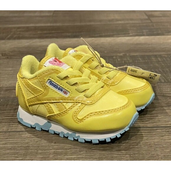 Unisex Reebok Classic Peppa Pig Colab SZ 4 infants Leather Yellow Shoes Toddler - Picture 1 of 6